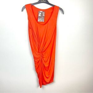 Young Fabulous & Broke Knotted Waist Sleeveless Dress Orange Small